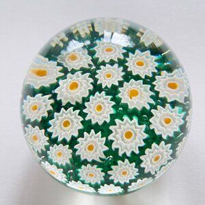 Murano Millifiori and Latticino Glass Paperweight